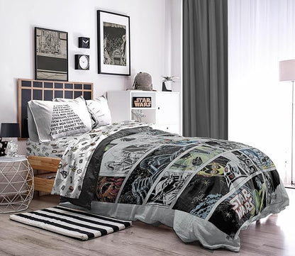 Jay Franco Star Wars Comic Book Twin Size Comforter Set - 5 Piece Bedding Includes Sheet Set & Pillow Covers - Super Soft Cozy Kids Bedding