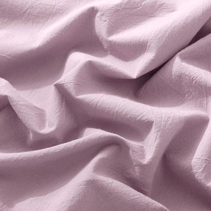 MooMee Fitted Bottom Sheet Only 100% Washed Cotton Linen Like Textured Breathable Durable Soft Comfy Deep Pocket Fits Mattress up to 17" (Light Purple, Twin)
