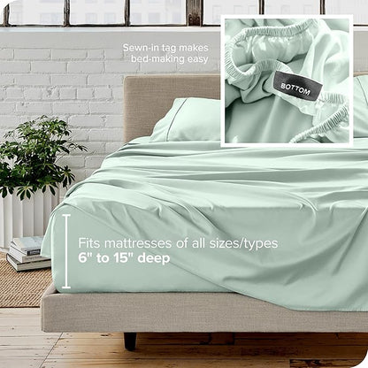 Bare Home Twin XL Sheet Set - 1800 Ultra-Soft Microfiber Twin Extra Long Bed Sheets - Double Brushed - Deep Pockets - Easy Fit - 3 Piece Set - Bedding Sheets & Pillowcases (Twin XL, Spring Mint)