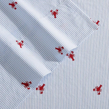 Nautica - Twin Sheet Set, Crisp & Tailored Cooling Sheets with a Smooth Cotton Percale Lightweight Feel - Bed Sheets with Matching Pillowcase & Fitted Sheet (Lobster Walk Red)