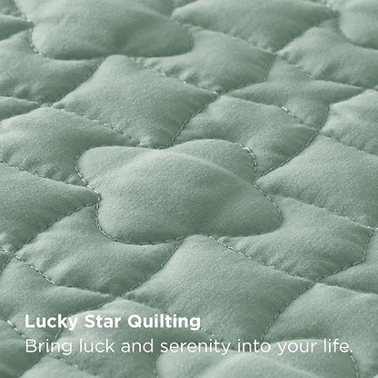 Bedsure Quilts King Size - Lightweight Bedspreads King Size with Lucky Star Quilting, Soft Quilt Bedding Set, Sage Green Comforter Set Coverlet for All Seasons with 2 Pillow Shams (106" x 96") | Skin-Friendly Soft, All-Season Comfort, Breathable, Light...