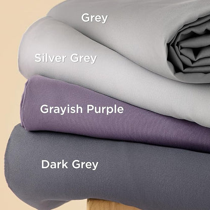 Bedsure Duvet Cover with Fitted Sheet Full - Deep Pocket, Hotel Luxury Soft Double Brushed Bedding Set with Zipper Closure, Includes 1 Duvet Cover, 1 Fitted Sheet, 2 Pillow Shams, NO Comforter, Grey
