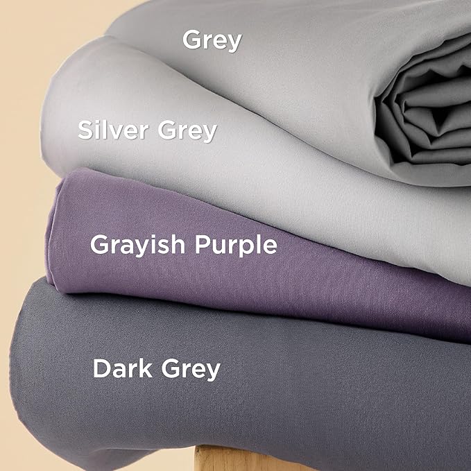 Bedsure Duvet Cover with Fitted Sheet King - Cooling Deep Pocket, Hotel Luxury Soft Double Brushed Bedding Set with Zipper Closure, 1 Duvet Cover, 1 Fitted Sheet, 2 Pillow Shams, NO Comforter, Grey