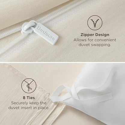 Bedsure Oat Milk California King Duvet Cover - Prewashed Cotton-Like Polyester Extra Soft Bedding Set, Includes 1 Cal King Duvet Cover 104x98 Inches with Zipper Closure & 2 Pillow Shams, No Comforter