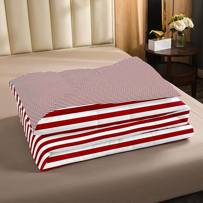 Girl Stripe Comforter Set Twin Size Red White Ticking Stripes Bedding Set Bedroom Decor Horizontal Striped Lines Reversible Down Comforter for Kids Women Modern Abstract Soft Lightweight Duvet Set
