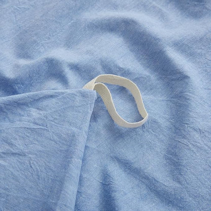 LOVQUE Light Blue Cotton Duvet Cover Twin Size, Linen Like Natural Bedding Set with Zipper Closure (No Comforter), 68x90 Inches