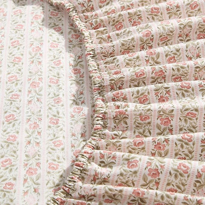 Laura Ashley - Full Sheets, Cotton Percale Bedding Set, Lightweight & Breathable Home Decor, Oeko-Tex Certified (Marta Stripe Pink, Full)