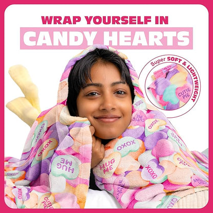 Cozy Concepts Co. Hearts Comfort Blanket by Relatable – Valentine’s Day Gift for Kids & Friends, Super Soft Plush Throw for Teens, Cozy Dorm & Bedroom Decor