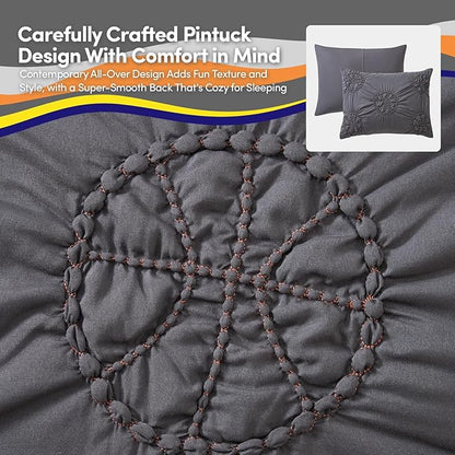 Basketball Pintuck Comforter Set Full Size – Bed in a Bag with Sheets, Pillowcases & Shams – Soft Stylish Sports Bedding – All Season Boys Basketball Bed Set
