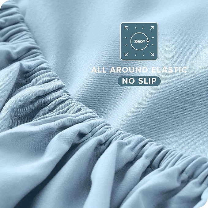 Bare Home Queen Sheet Set - 1800 Ultra-Soft Microfiber Queen Bed Sheets - Double Brushed - Deep Pockets - Easy Fit - 4 Piece Set - Bedding Sheets & Pillowcases (Queen, Light Blue)