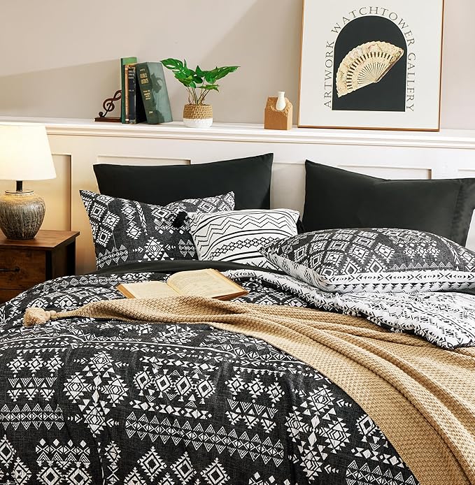 Geniospin Full Comforter Set - 7 Pieces Bed in a Bag, Comfortable Western Bedding Sets for All Seasons, Lightweight Soft Boho Comforter Bed Set with Sheets, Pillowcases & Shams