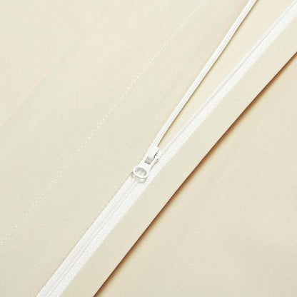 Amazon Basics Lightweight Microfiber 3-Piece Duvet Cover Set with Zipper Closure, King, Beige, Solid