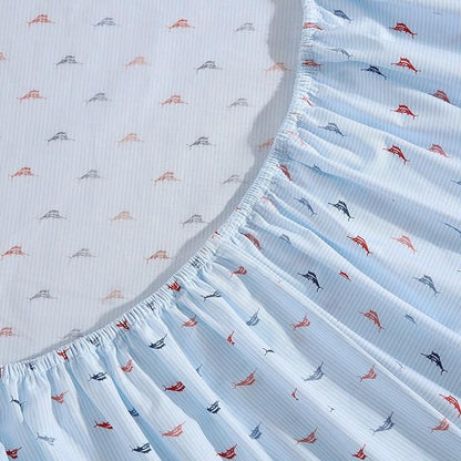 Tommy Bahama - King Size Sheet Set, Crisp & Cool Cotton Percale Bedding, Deep Pockets, Bed Sheets with Matching Pillowcases (Iconic Marlin Blue)