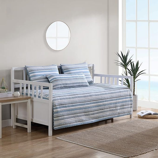 Nautica - Daybed Cover Set, Cotton Reversible Bedding Set with Matching Shams & Pillow Cover, Home Decor for All Seasons (Jettison Grey, Daybed)