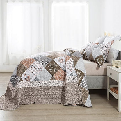 HoneiLife Oversized King Bedspreads 120x120-3 Pcs California King Quilt, Extra Large Quilt Sets All Season Use,Rustic Bedding Sets King Size,Reversible Coverlet Lightweight Microfiber Bed Quilts