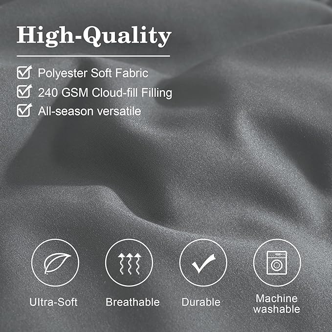 Monbix Super King Plus Size Comforter Set - 7 Pieces Bright Gray Bed in a Bag Super King Plus Bedding Sets with Comforters, All Seasons Comforter Bed Set with Sheets,Pillowcases & Shams