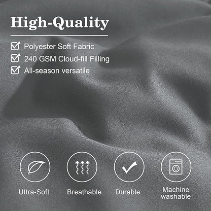 Monbix Super King Plus Size Comforter Set - 7 Pieces Bright Gray Bed in a Bag Super King Plus Bedding Sets with Comforters, All Seasons Comforter Bed Set with Sheets,Pillowcases & Shams