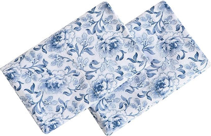 Laura Ashley Home - Standard Pillowcase Set, Cotton Sateen Bedding, Smooth & Wrinkle-Resistant (Lorelei Dark Blue, 2 Piece)
