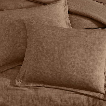 Geniospin Brown Queen Comforter Set - 7 Pieces Comforter Queen Size, Solid Bedding Set for All Season, Textured Bed in a Bag with Sheets