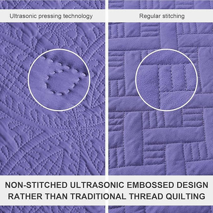 Love's cabin Oversized King Size Quilt Bedding Set Deep Purple Bedspreads - Oversized King Lightweight Bedspread Comforter - Coin Pattern Coverlet for All Season - 3 Pieces (1 Quilt, 2 Pillow Shams)