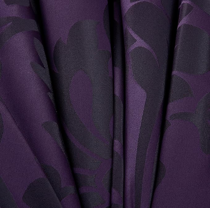Chezmoi Collection 7-Piece Jacquard Floral Comforter Set (Queen, Purple/Dark Purple)