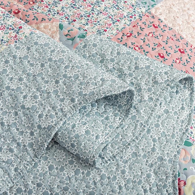 HoneiLife King Quilt Bedding Sets - Microfiber Quilt Set 3-Pieces,Lightweight Bedspreads Patchwork Coverlets Retro Bed Cover Quilt King Size All Season Quilts