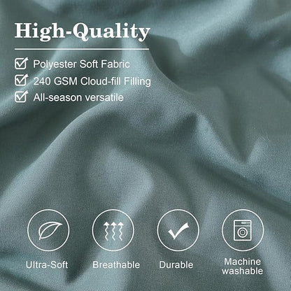 Monbix Super King Plus Size Comforter Set - 7 Pieces Blue Green Bed in a Bag Super King Plus Bedding Sets with Comforters, All Seasons Comforter Bed Set with Sheets,Pillowcases & Shams