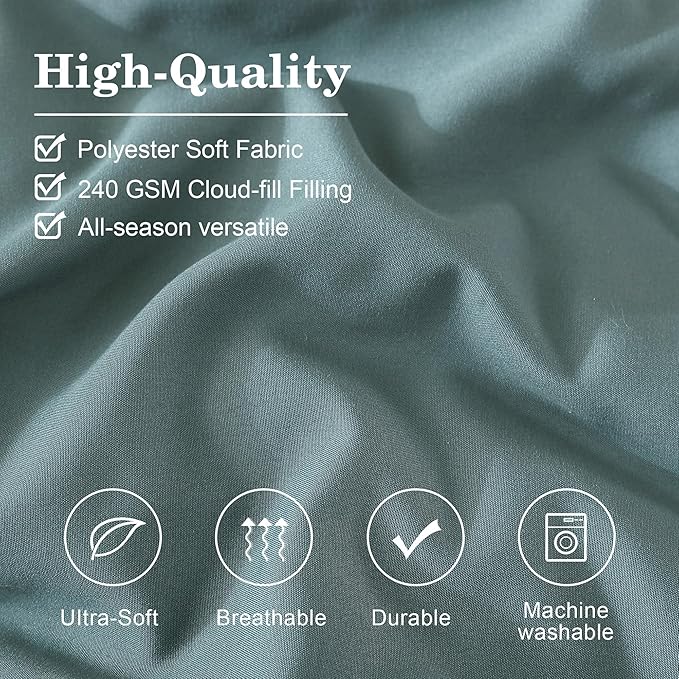 Monbix Full Comforter Set - 7 Pieces Blue Green Bed in a Bag Full Size Bedding Sets with Comforters, All Seasons Comforter with Sheets, Pillowcases & Shams