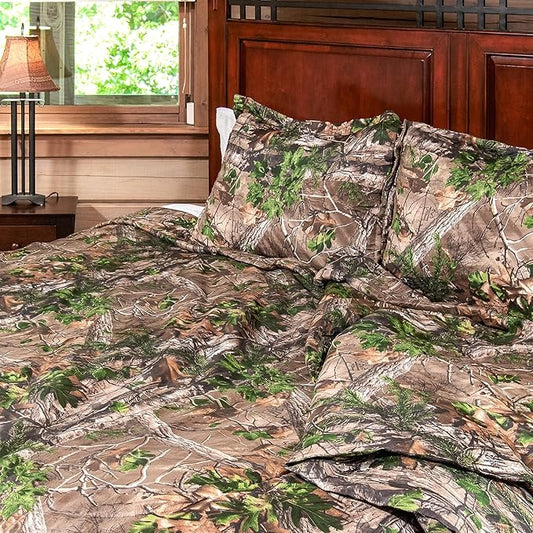 Northwest Realtree Full/Queen Size 1 Comforter and 2 Sham Set, All Seasons, Men and Women Soft Cabin Bedding, Xtra Green Camo