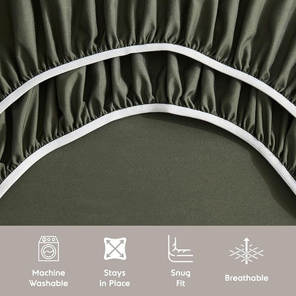 Nestl Full Sheet Set - Luxury 1800 Ultra-Soft Microfiber Full Bed Sheets - Double Brushed - Deep Pockets - Easy Fit - 4 Piece Set - Bedding Sheets & Pillowcases (Full, Olive Green)