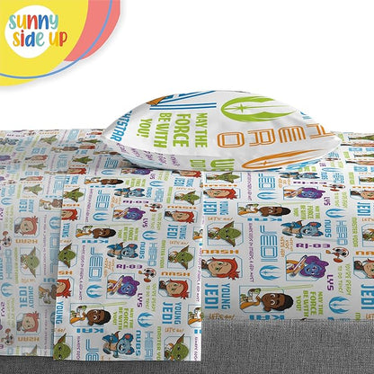 Sunny Side Up Star Wars Young Jedi Adventures Twin Comforter Set - 5 Piece Kids Bedding Includes Comforter, Sheets & Pillow Cover - Super Soft Microfiber Bed Set