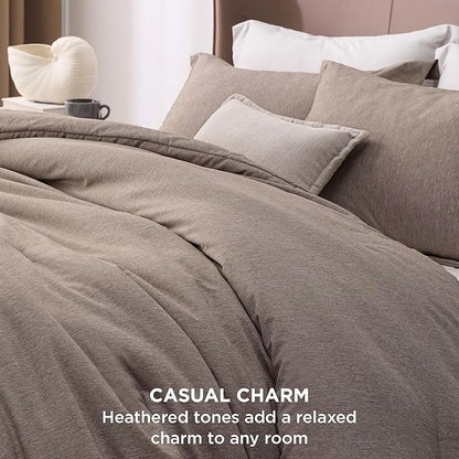 Bedsure King Size Comforter Set - Khaki King Comforter Set, Soft Bedding for All Seasons, Cationic Dyed Bedding Set, 3 Pieces, 1 Comforter (104"x90") and 2 Pillow Shams (20"x36"+2")