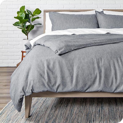 Bare Home Bedding Duvet Cover Full Size - Premium 1800 Super Soft Collection - Lightweight, Duvet Cover - Soft Textured Bedding (Full, Heathered Charcoal)