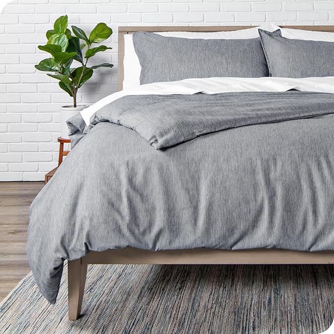 Bare Home Bedding Duvet Cover Twin/Twin Extra Long Size - Premium 1800 Super Soft Collection - Lightweight, Soft Textured Duvet Cover (Twin/Twin XL, Heathered Charcoal)