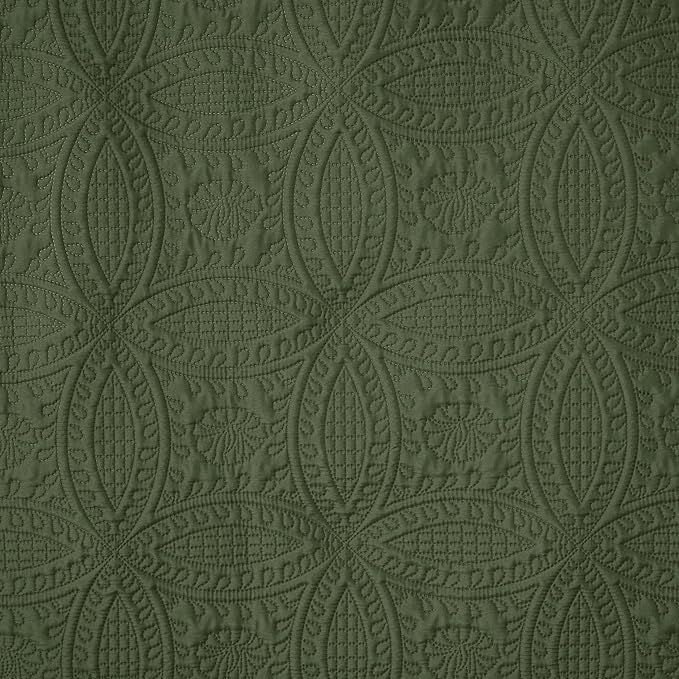 Chezmoi Collection Austin King Oversized Bedspread Set, 3-Piece Pinsonic Quilted Lightweight Microfiber Bedspread Coverlet, Olive Green | Oversized, Lightweight, Fade Resistant