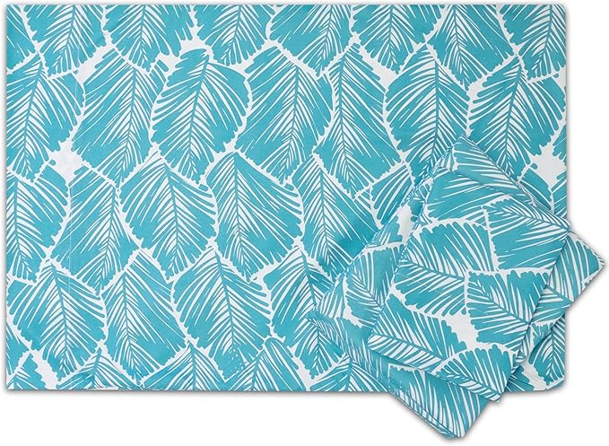 1500 Supreme Collection Extra Soft Tropical Leaf Teal Pattern Sheet Set, King - Luxury Bed Sheets Set with Deep Pocket Wrinkle Free Bedding, Trending Printed Pattern, King Size