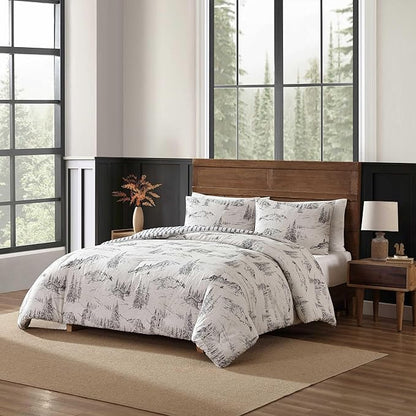 Eddie Bauer - King Comforter Set, Reversible Bedding with Matching Sham(s), Super Soft and Cozy Home Decor (Rocky Mountain Cabin Grey, King)