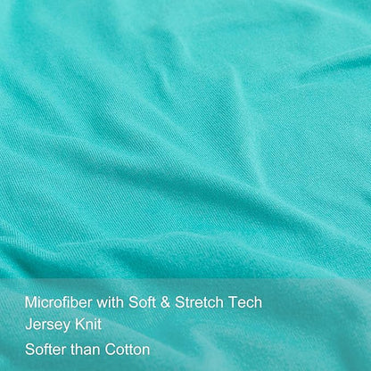 2-Pack Stretch Pillow Cases - Jersey Knit & Envelope Closure Pillowcases with Ultra Soft T-Shirt Like Polyester Blend - Suitable for Queen or Standard Size Set of 2, Aqua