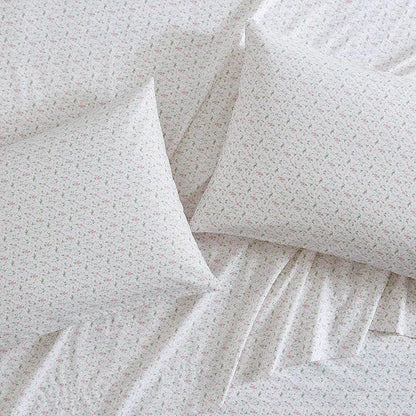 Laura Ashley - King Sheet Set, Crisp & Cool Sheets w/a Naturally Smooth Cotton Percale Feel, Deep Pocket, Bed Sheets with Matching Pillowcases & Fitted Sheet (Heirloom Ditzy Blue)