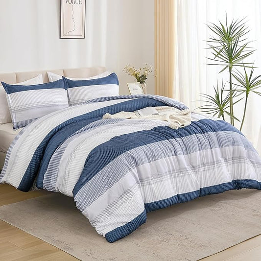 Litanika King Comforter Set Mineral Blue - 3 Pieces Lightweight Fluffy Bedding Comforter Sets, All Season Down Alternative Comforter (1 Comforter, 2 Pillowcases)