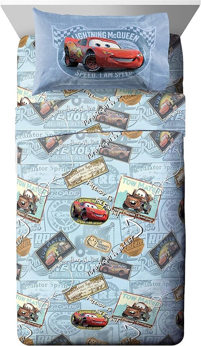 Disney/Pixar Cars Tune Up Blue/Gray 7 Piece Full Bed in A Bag with Lightning McQueen & Mater in Radiator Springs (Official Disney/Pixar Product)
