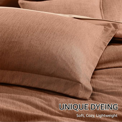Monbix Oversized King Comforter Set - 7 Pieces Cationic Dyeing Autumn Leaf Bed in a Bag Bed Sets with Comforter, Sheets, Pillowcases & Shams, Reversible Bedding Comforters Sets (120 * 98)