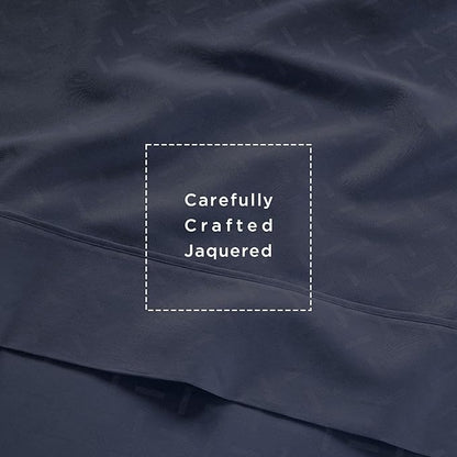Threadmill Cotton Queen Sheet Set - 100% Cotton Damask Jacquard Sheets With 16" Deep Pocket - Soft Sateen Weave 4-Piece Cooling Bedding for Queen Size Bed - Folkstone Blue