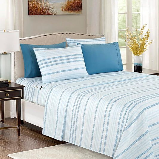 Elegant Comfort Softest and Coziest 6-Piece Sheet Set - 1500 Premium Hotel Quality Microfiber - Deep Pocket, Wrinkle Resistant 6-Piece Floral Bed Sheet Set, Full, Traci Aqua
