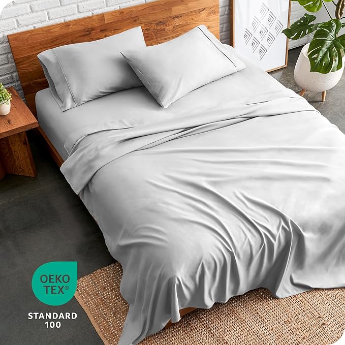 Bare Home Split King Sheet Set - 1800 Ultra-Soft Microfiber Bed Sheets - Double Brushed - Deep Pockets - Easy Fit - 5 Piece Set - Bedding Sheets & Pillowcases (Split King, Cloud Grey)