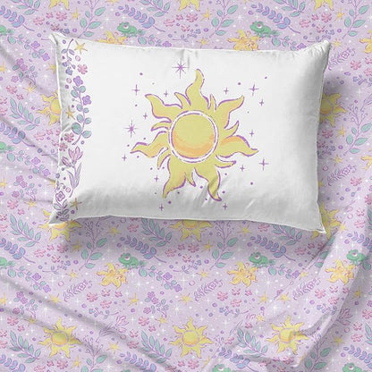 Jay Franco Kids Sheet Set with Fitted, Flat Sheets & Pillow Cover - Ultra-Soft Bedding with Pillowcase for Room Decor, Purple - Disney Princess Rapunzel, 3 Piece Twin