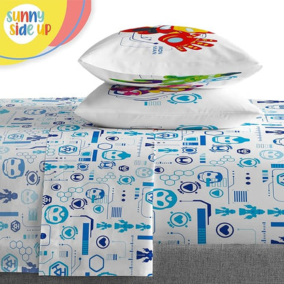 Sunny Side Up Kids Comforter Set Includes Sheets and Pillow Covers - Soft and Cozy Bed Set for Stylish Room Decor, Blue - Iron Man and His Awesome Friends, 7 Piece Full Size Bedding