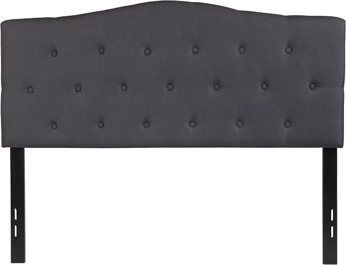 EMMA + OLIVER Tufted Upholstered Full Size Headboard in Dark Gray Fabric