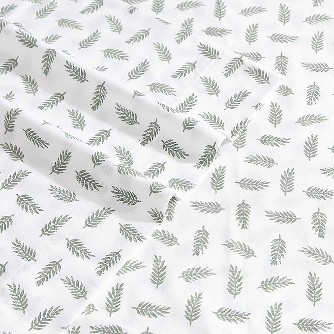 Eddie Bauer - Full Sheets, Cotton Percale Bedding Set, Cool & Breathable Home Decor (Laurel Leaves, Full)