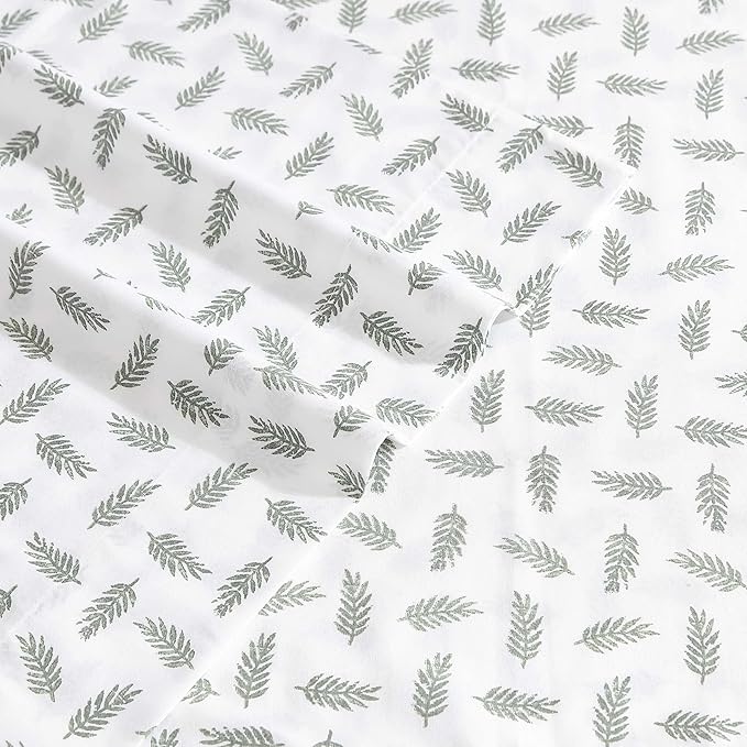 Eddie Bauer - Queen Sheets, Cotton Percale Bedding Set, Cool & Breathable Home Decor (Laurel Leaves, Queen)